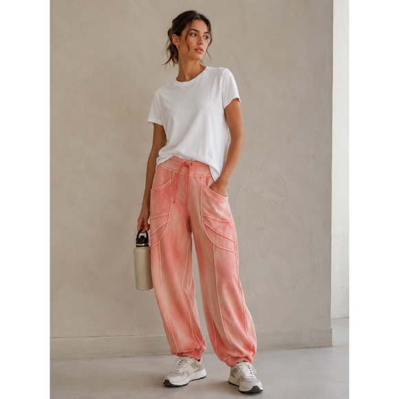 Daily Practice by Anthropologie Pants - Daily Practice Joggers Women S Coral Pink Acid Wash Cargo Sweatpants Barrel